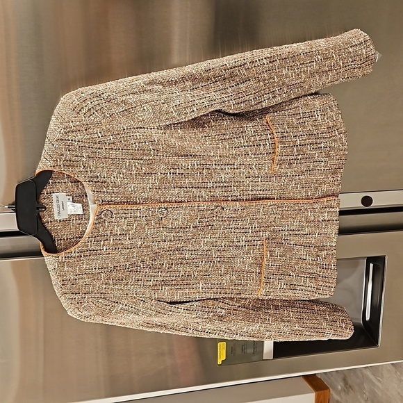💕 CHARLES GRAY💕 Two Pocket Fitted Collarless Button Front Tweed Jacket XL NWT